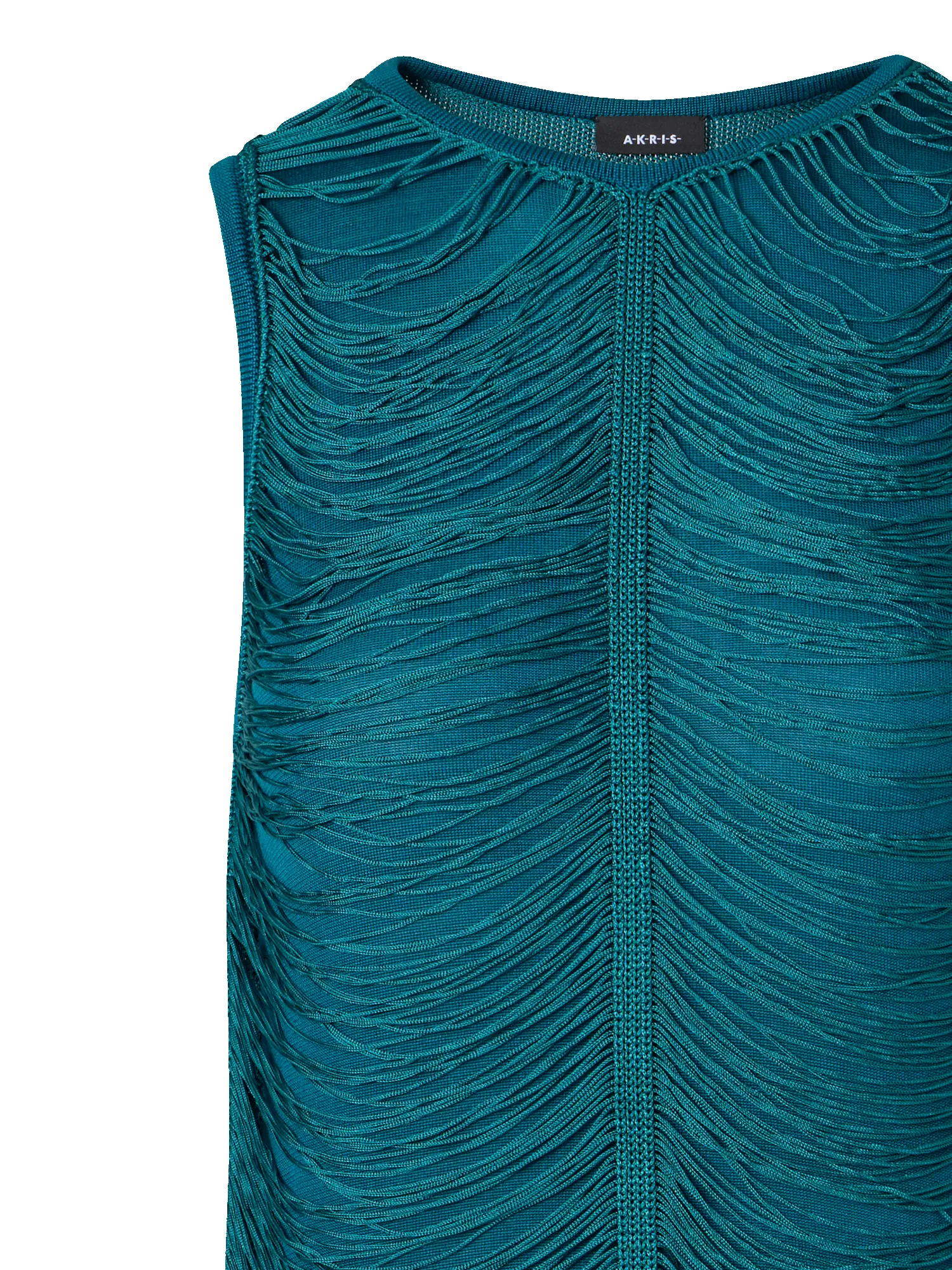 Sleeveless Fringe Drape Knit Sheath Dress in Silk sold by Akris product image thumbnail 3