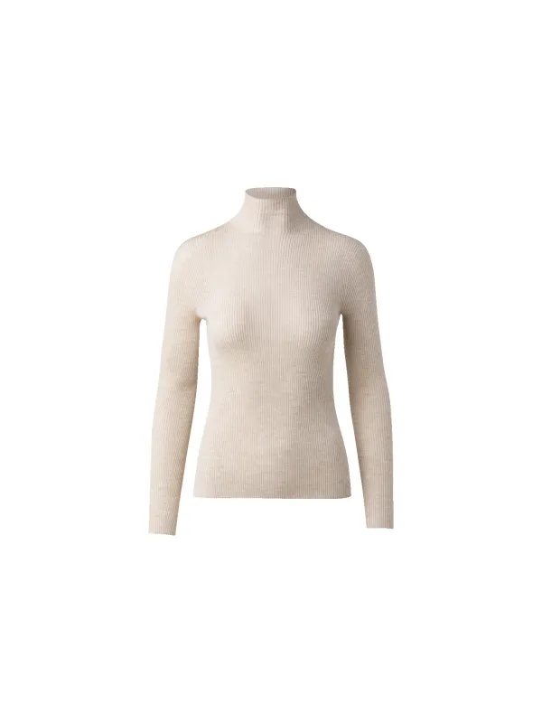 Cashmere Silk Fine Rib Mockneck made by Akris