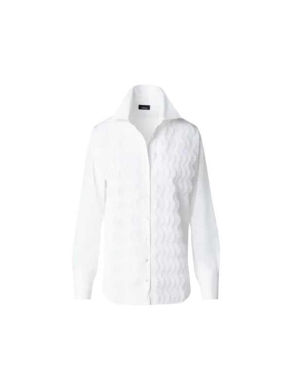 Cotton Poplin Blouse with Lace Front made by Akris