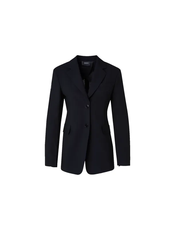 Single-Breasted Tailored Blazer in Wool Stretch made by Akris