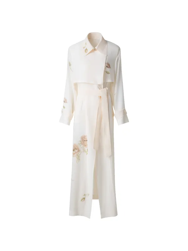 Silk Trench Coat with Anemone Print made by Akris