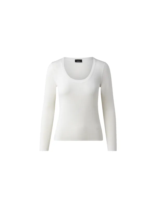 Cashmere Silk Fitted Scoop-Neck Pullover made by Akris
