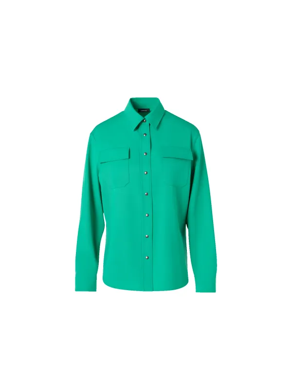 Long-Sleeve Wool Gabardine Blouse made by Akris