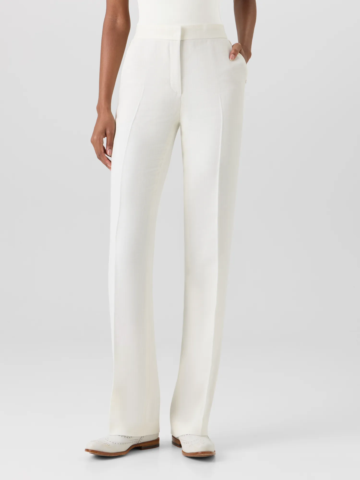 Carl Straight-Leg Pants in Linen-Wool Crêpe Double-Face sold by Akris product image thumbnail 4