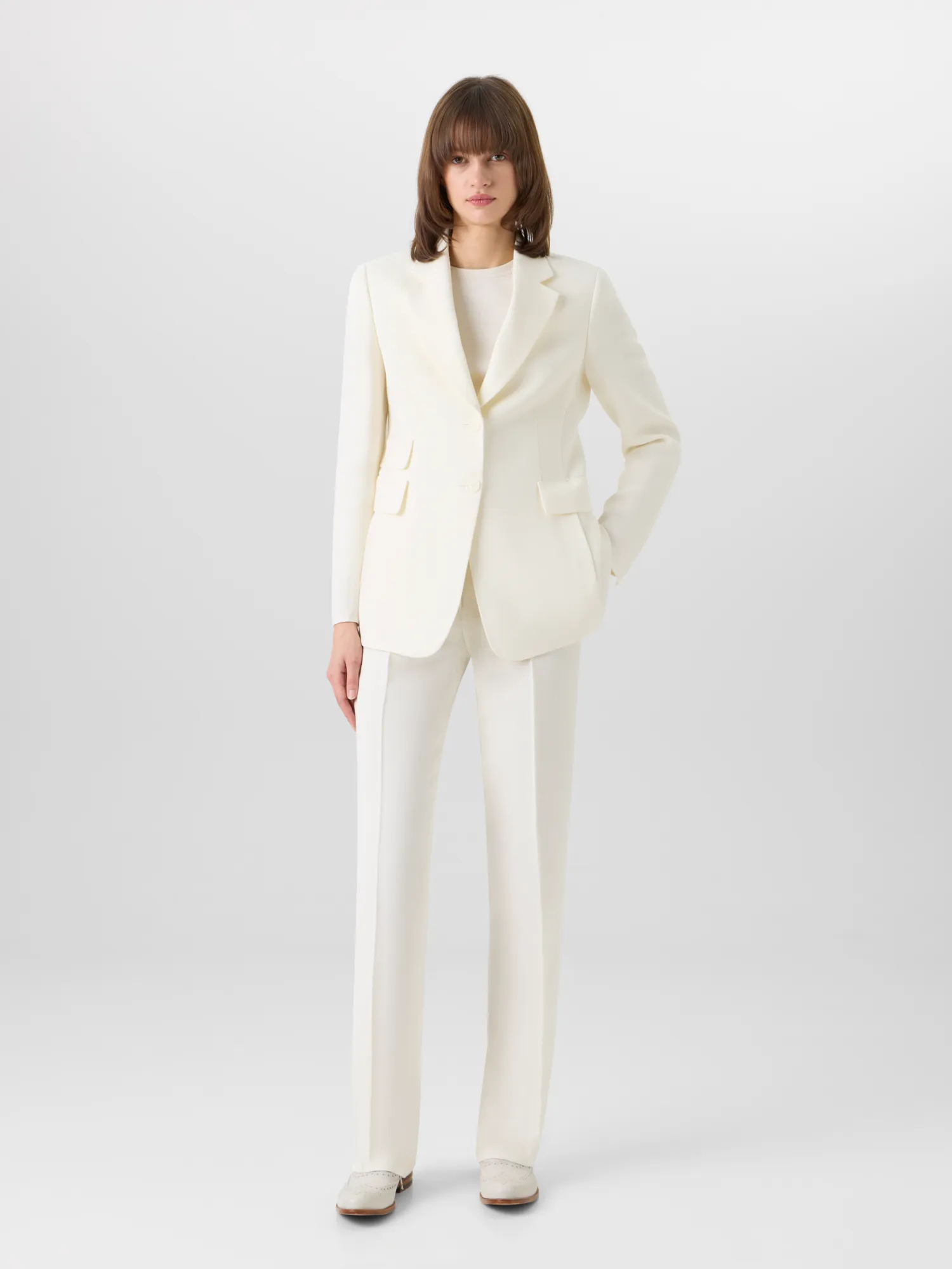 Carl Straight-Leg Pants in Linen-Wool Crêpe Double-Face sold by Akris product image thumbnail 2