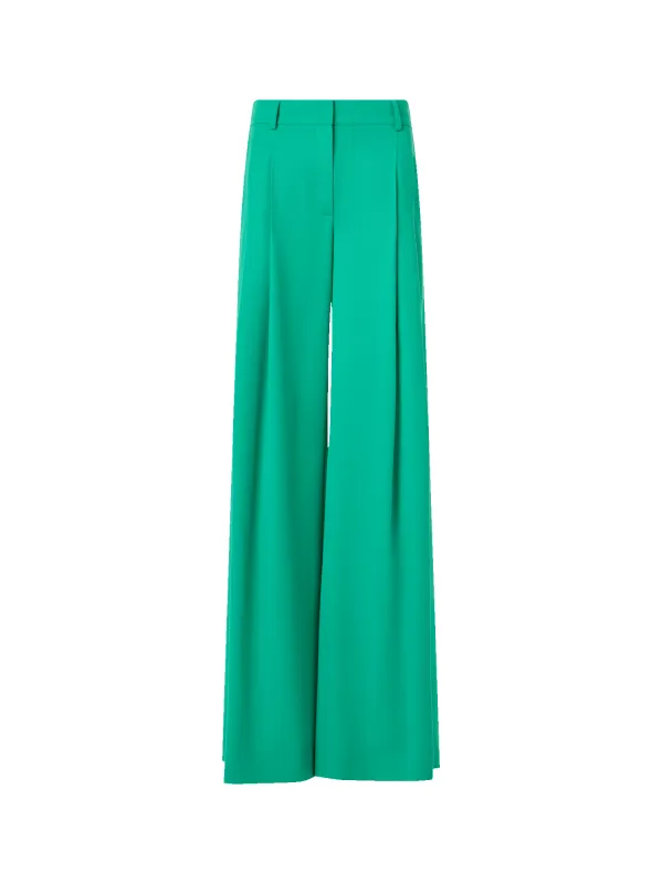 Cassie Flared Wide-Leg Pants in Wool Gabardine made by Akris