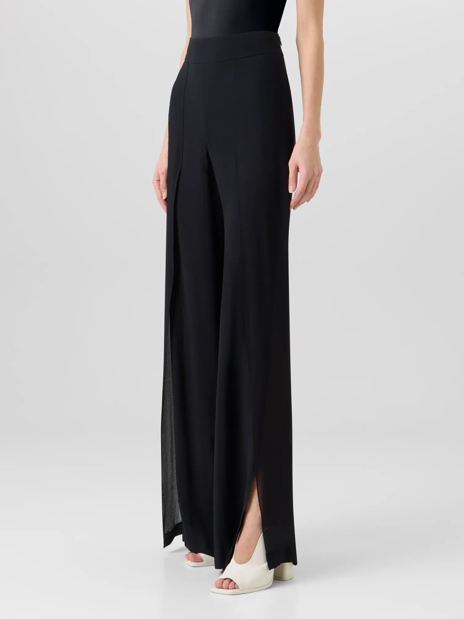 Fellia Wide-Flared-Leg Pants in Silk Georgette sold by Akris product image thumbnail 4