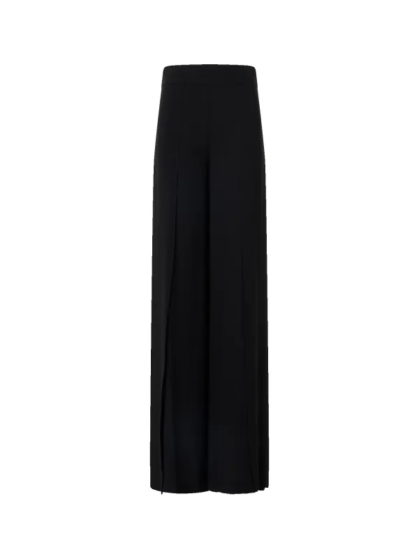 Fellia Wide-Flared-Leg Pants in Silk Georgette made by Akris