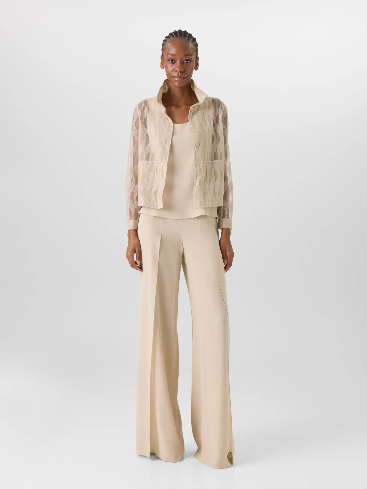 Fellia Wide-Flared-Leg Pants in Silk Georgette sold by Akris product image thumbnail 2