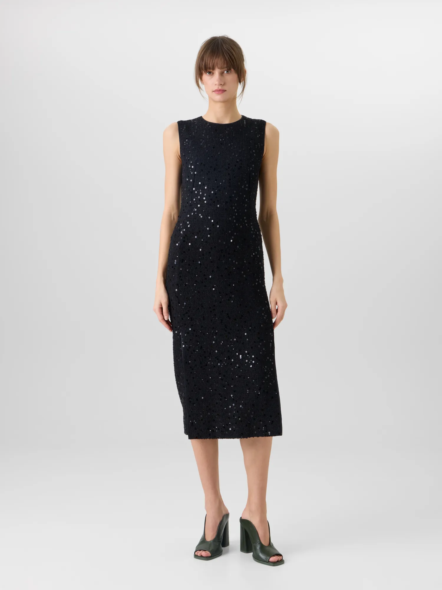 Sleeveless Cotton-Wool Tweed Midi Sheath Dress with Sequins sold by Akris product image thumbnail 2