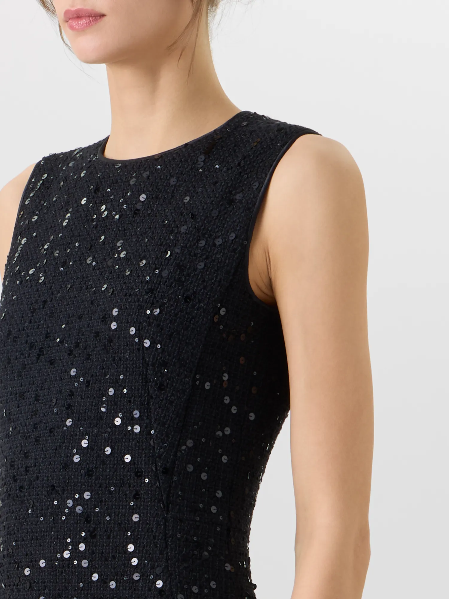 Sleeveless Cotton-Wool Tweed Midi Sheath Dress with Sequins sold by Akris product image thumbnail 4