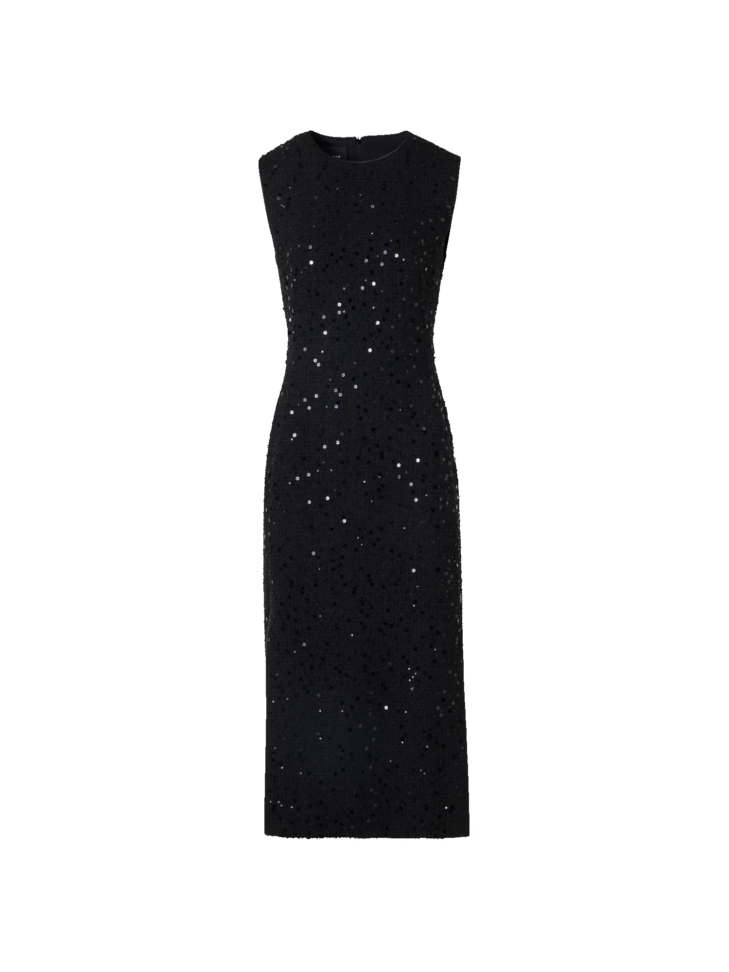 Sleeveless Cotton-Wool Tweed Midi Sheath Dress with Sequins sold by Akris