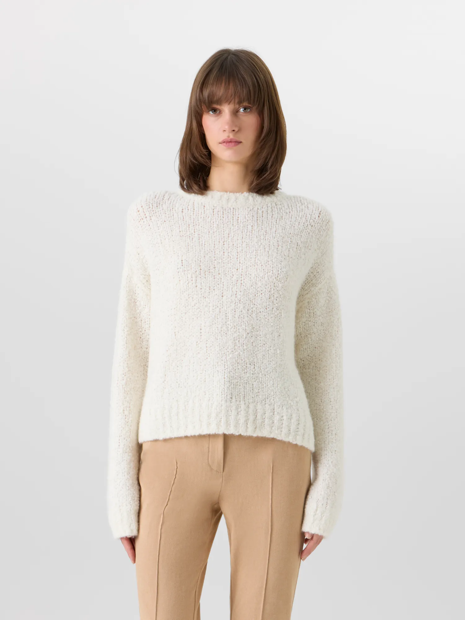 Long-Sleeve Cashmere-Silk Bouclé Knit Sweater sold by Akris product image thumbnail 2