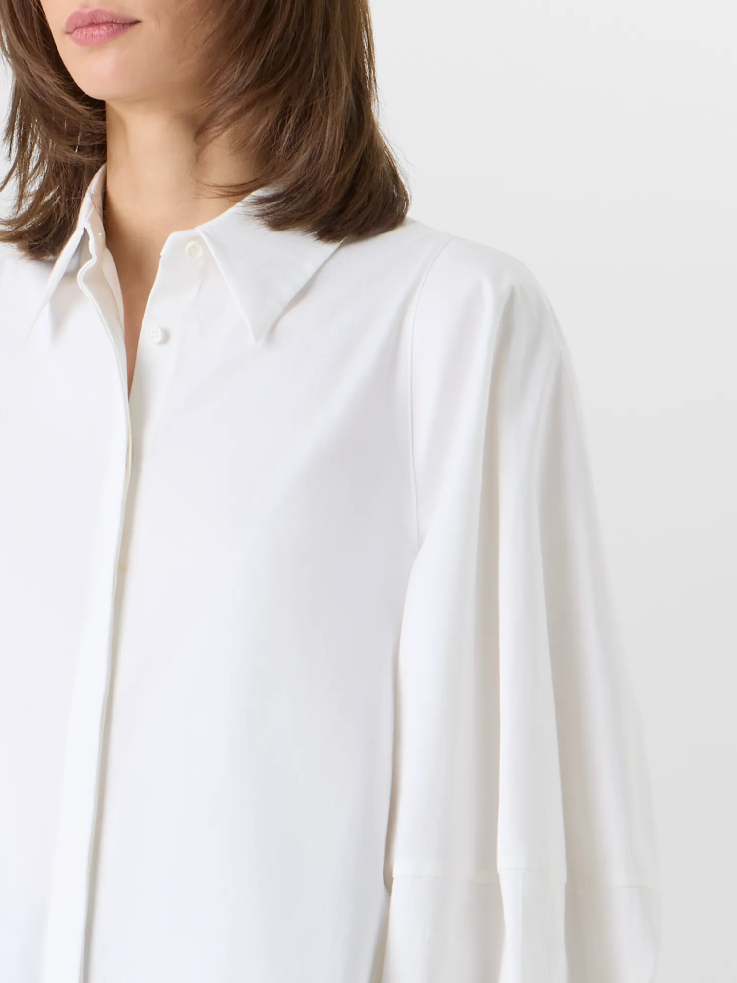 Boxy Washed Cotton Satin Shirt Blouse sold by Akris product image thumbnail 4