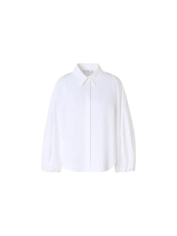 Boxy Washed Cotton Satin Shirt Blouse made by Akris Punto
