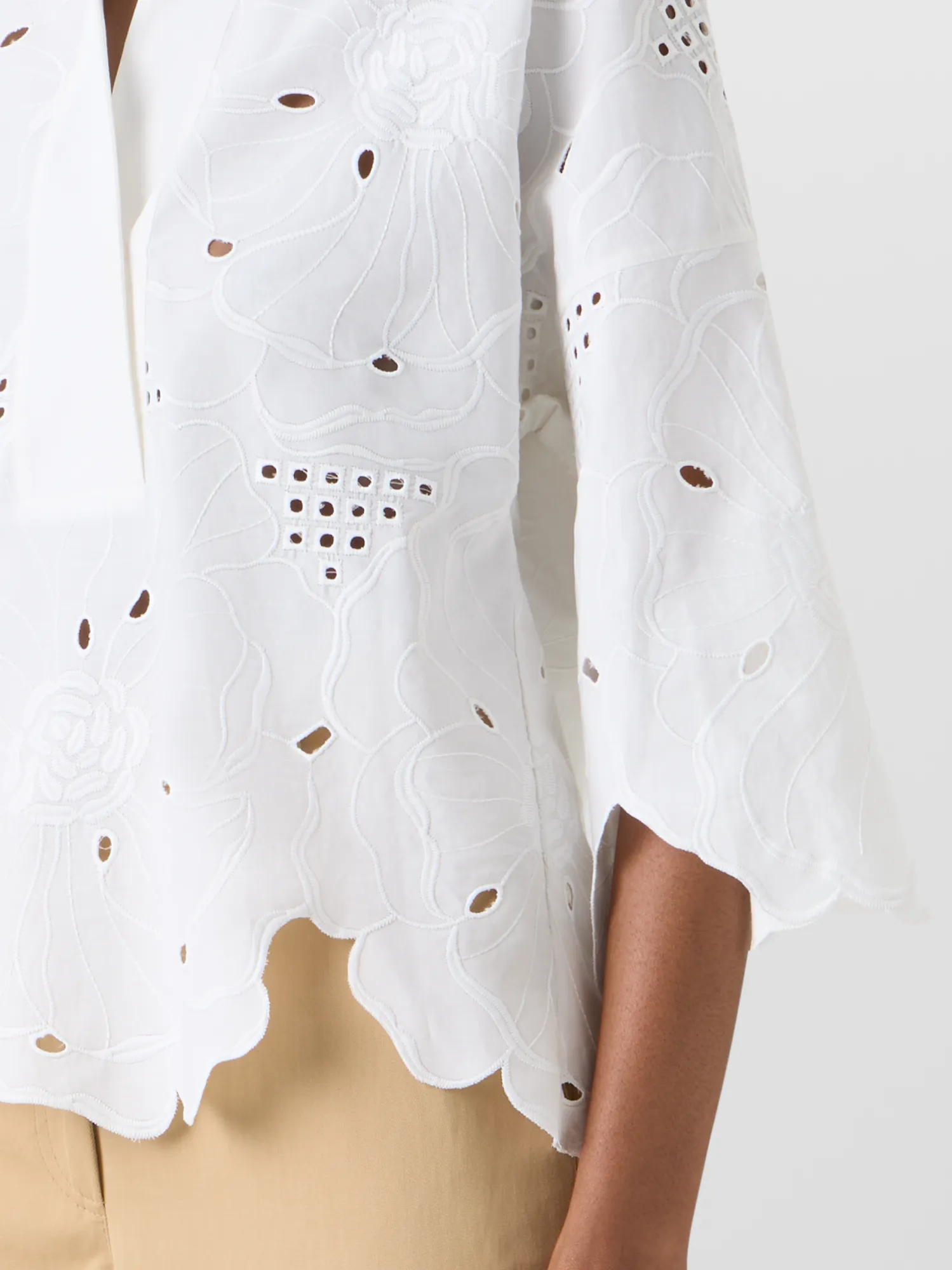 3/4-Sleeve Flower Eyelet Blouse sold by Akris product image thumbnail 4