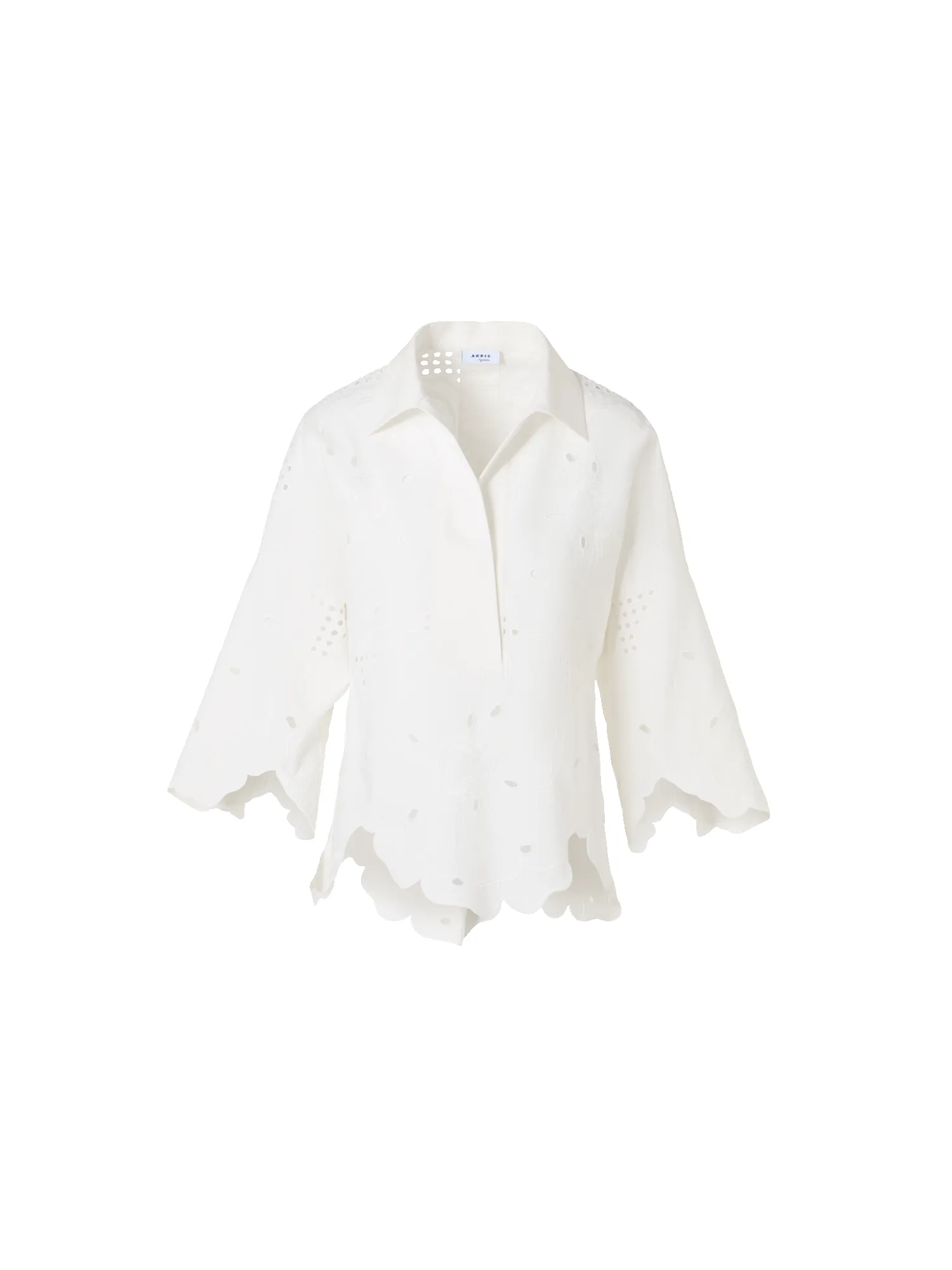 3/4-Sleeve Flower Eyelet Blouse sold by Akris