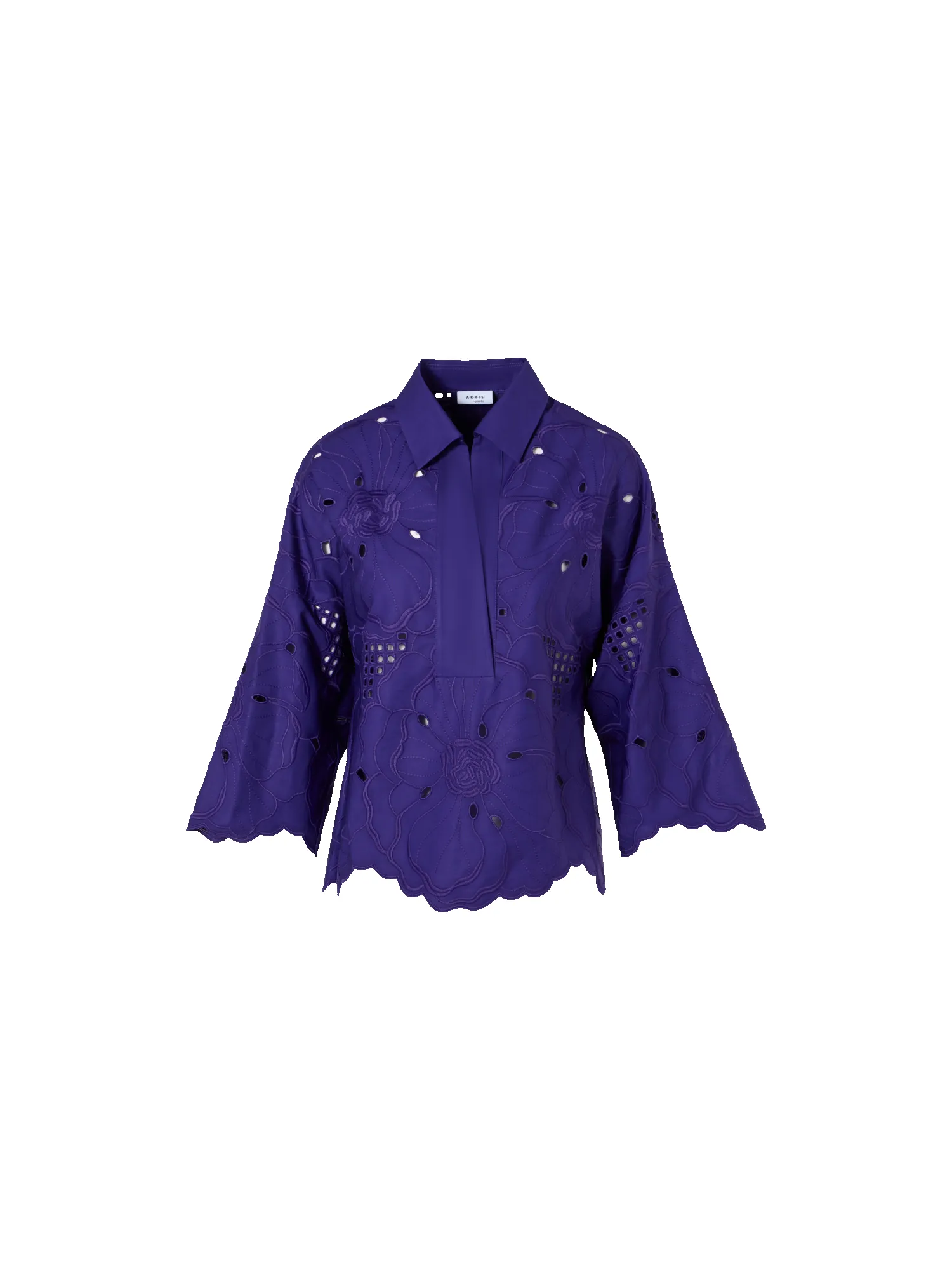 3/4-Sleeve Flower Eyelet Blouse sold by Akris