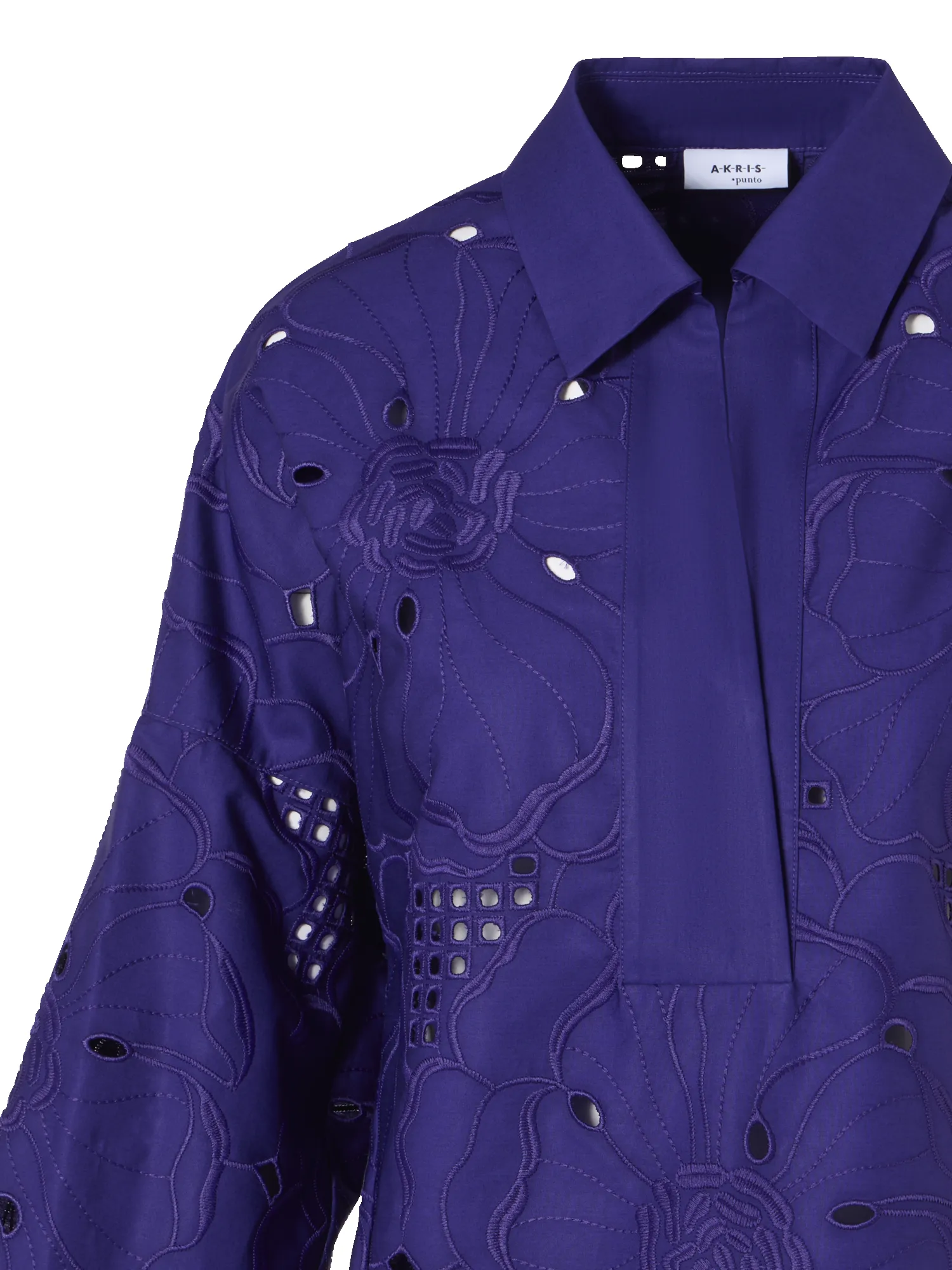 3/4-Sleeve Flower Eyelet Blouse sold by Akris product image thumbnail 2
