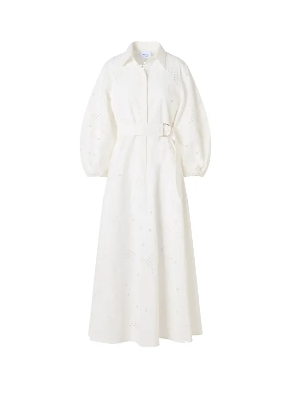 Fit-and-Flare Flower Eyelet Midi Dress made by Akris Punto