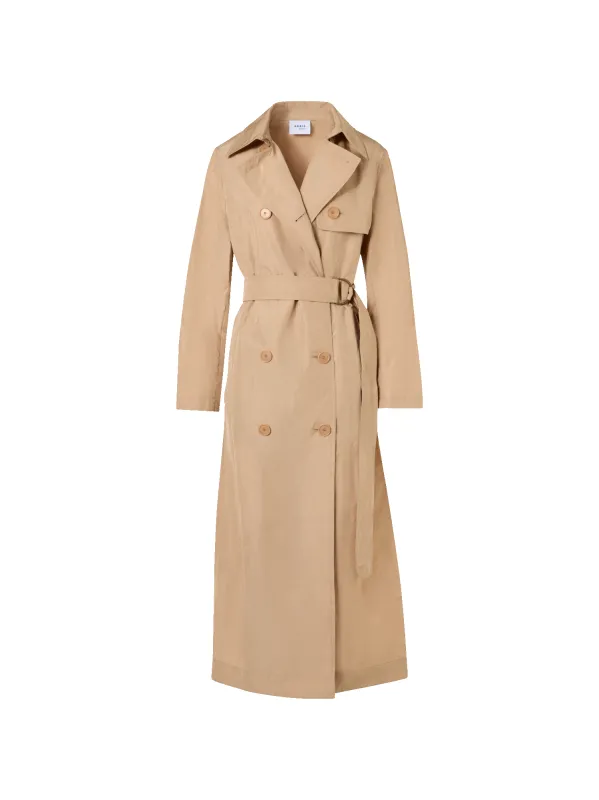 Long-Sleeve Crinkled Parachute-Taffeta Long Trench Coat made by Akris Punto
