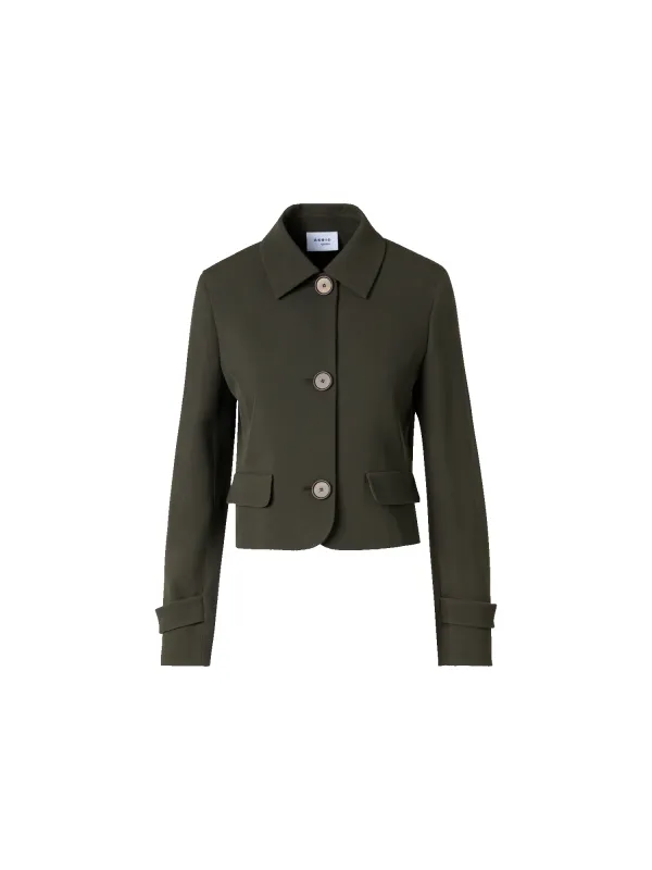 Long-Sleeve Glen-Check Heavy Wool Twill Jacket made by Akris Punto