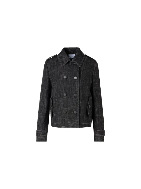 Long-Sleeve Washed Heavyweight Cotton-Denim Jacket made by Akris Punto