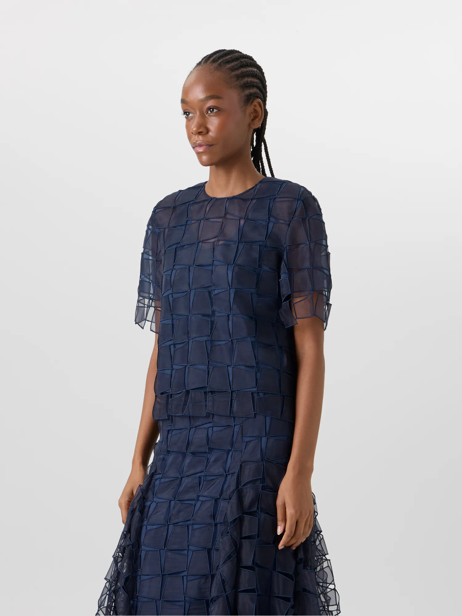 Short-Sleeve Trapezoid Organza Blouse sold by Akris product image thumbnail 4