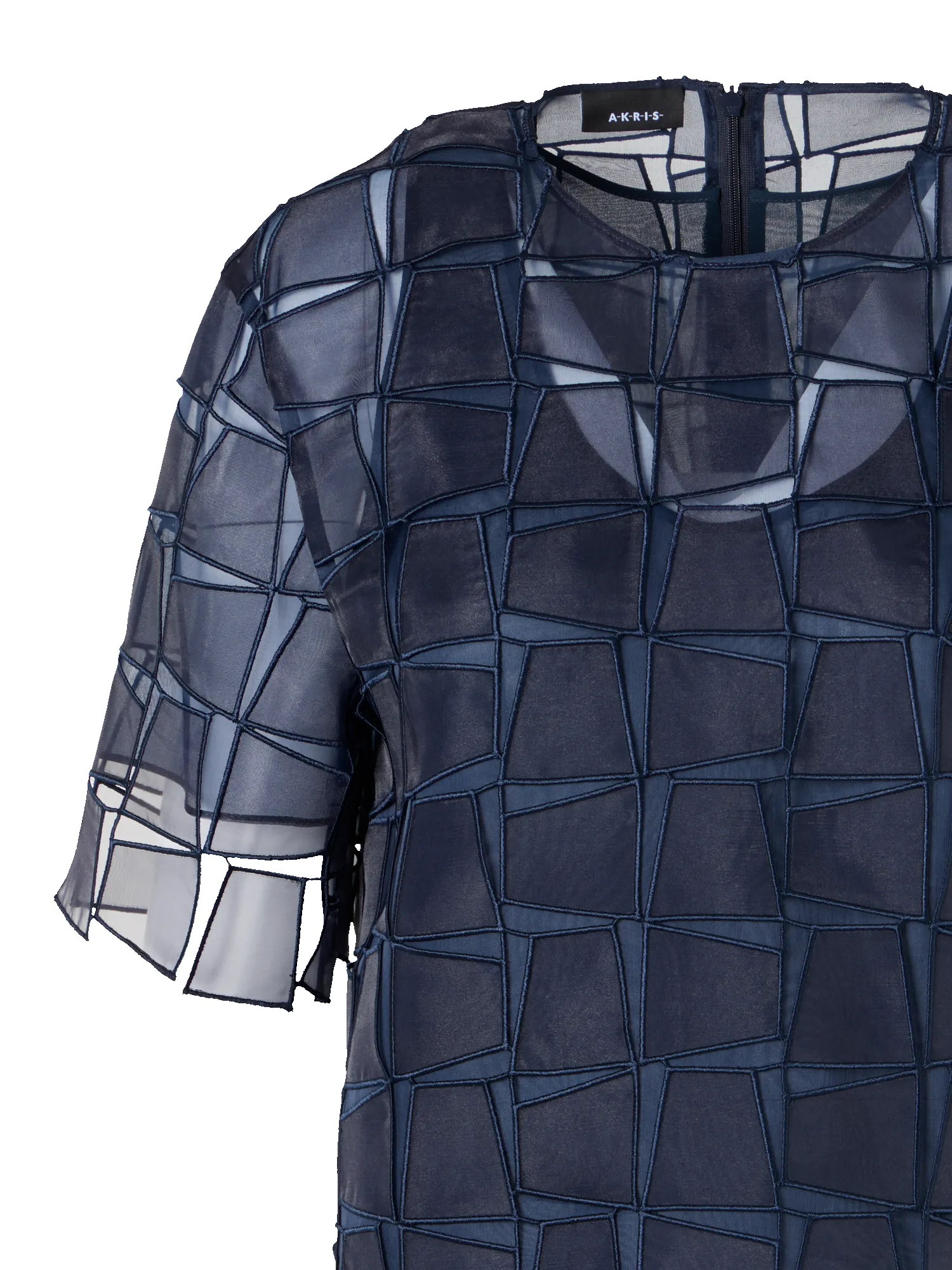 Short-Sleeve Trapezoid Organza Blouse sold by Akris product image thumbnail 3