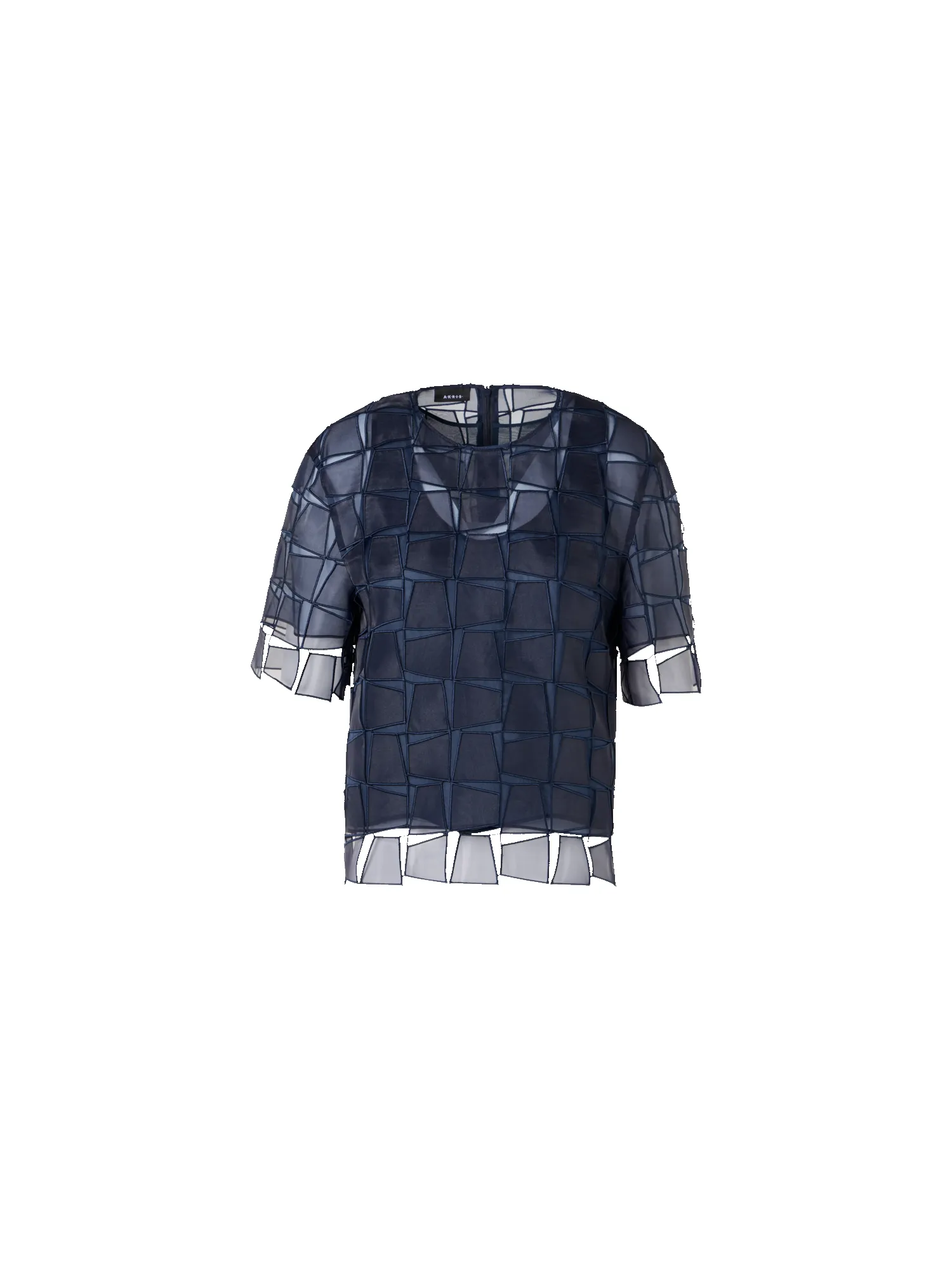 Short-Sleeve Trapezoid Organza Blouse sold by Akris