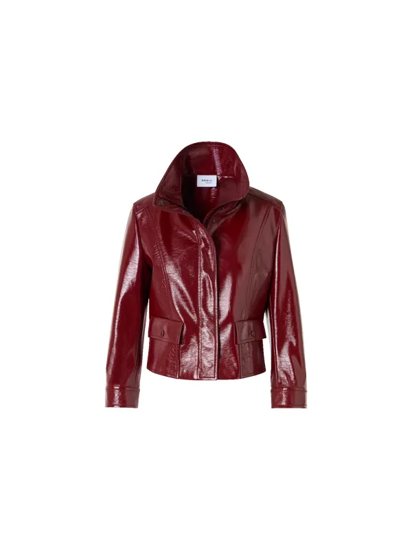 Long-Sleeve Signature Pin-Dot Lamb-Nappa Leather Motorbike Jacket made by Akris Punto