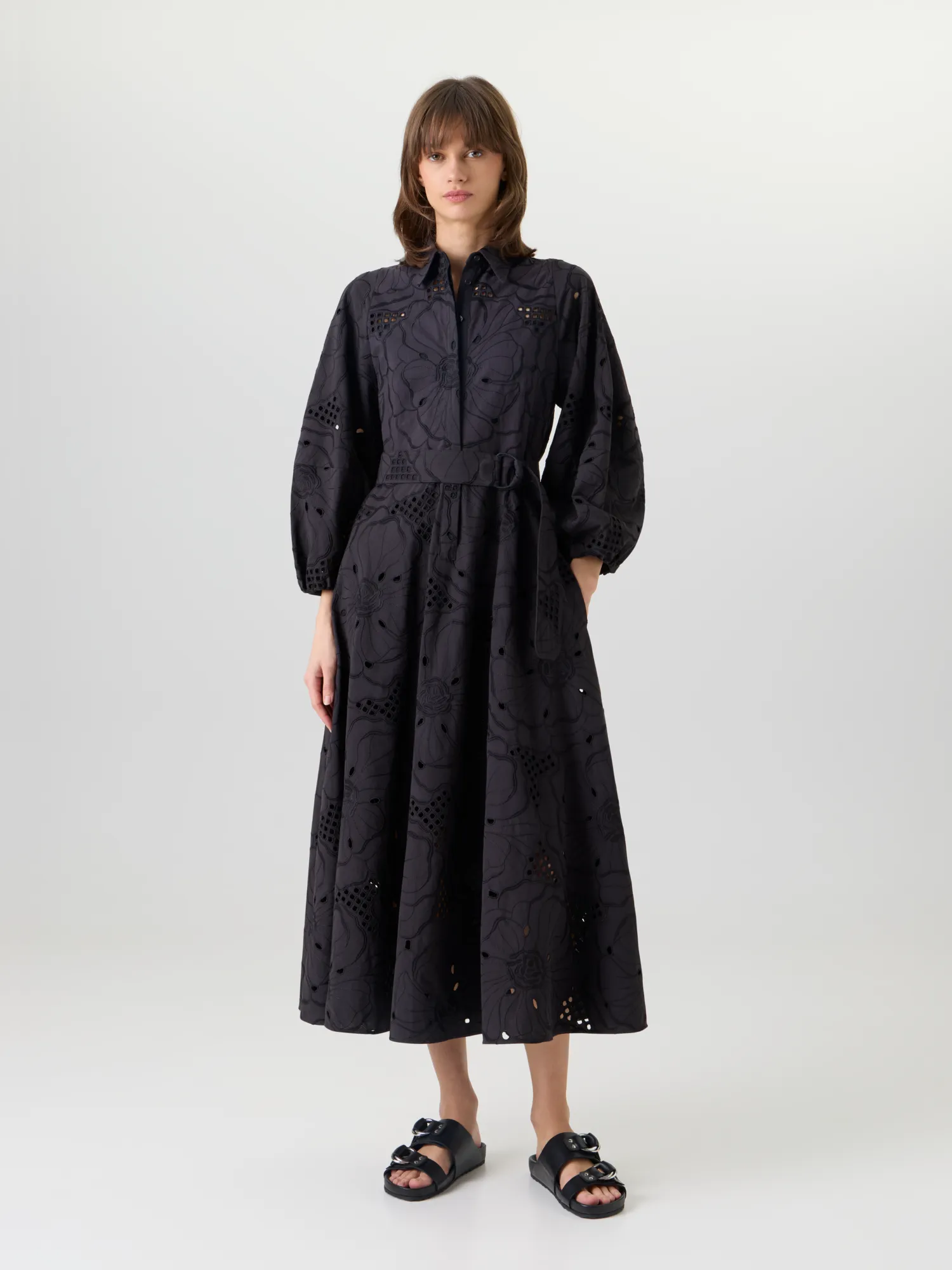 Fit-and-Flare Flower Eyelet Midi Dress sold by Akris product image thumbnail 2