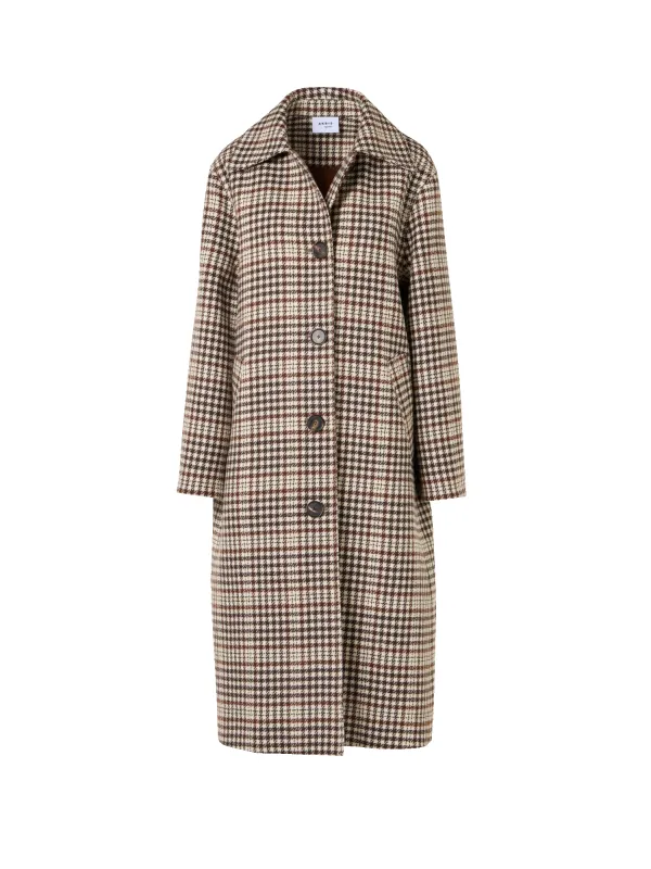 Checked Wool-Blend Long Coat made by Akris Punto