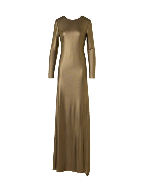 Lamé Jersey Gown with Open Back and Knot Detail made by Akris