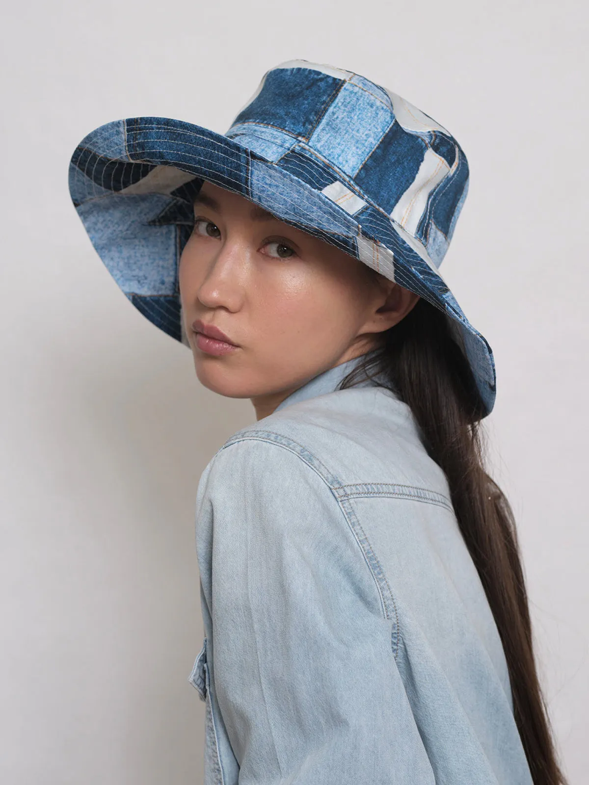Barriére Denim Print Sun Hat sold by Alala product image thumbnail 4