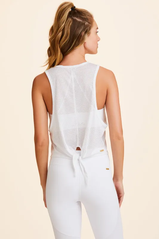 Mesh Tie-Back Tank sold by Alala