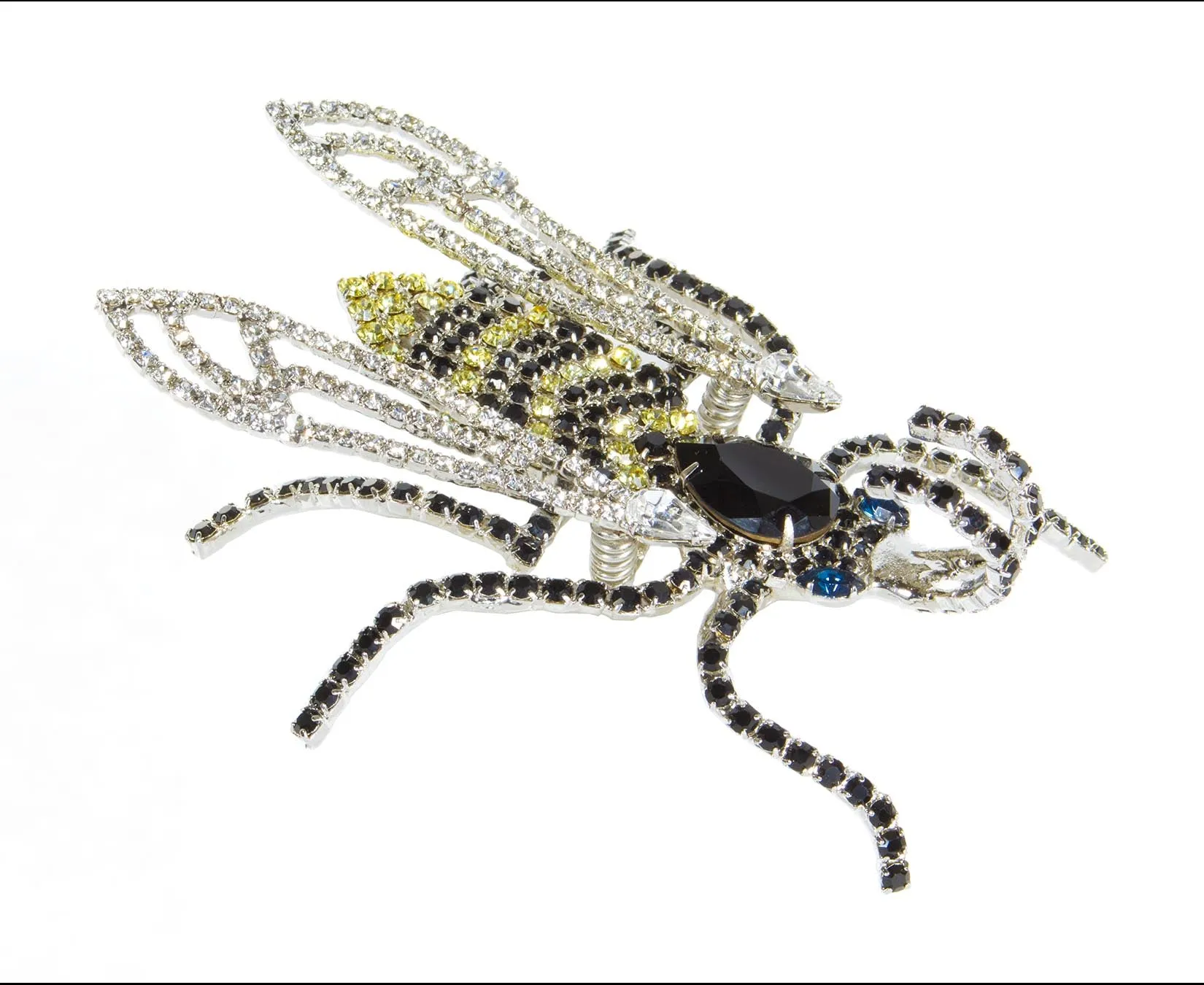 Bee Pin with Movable Wings Yellow, Black and Swarovski Crystal by Albert Weiss sold by Albert Weiss product image thumbnail 3
