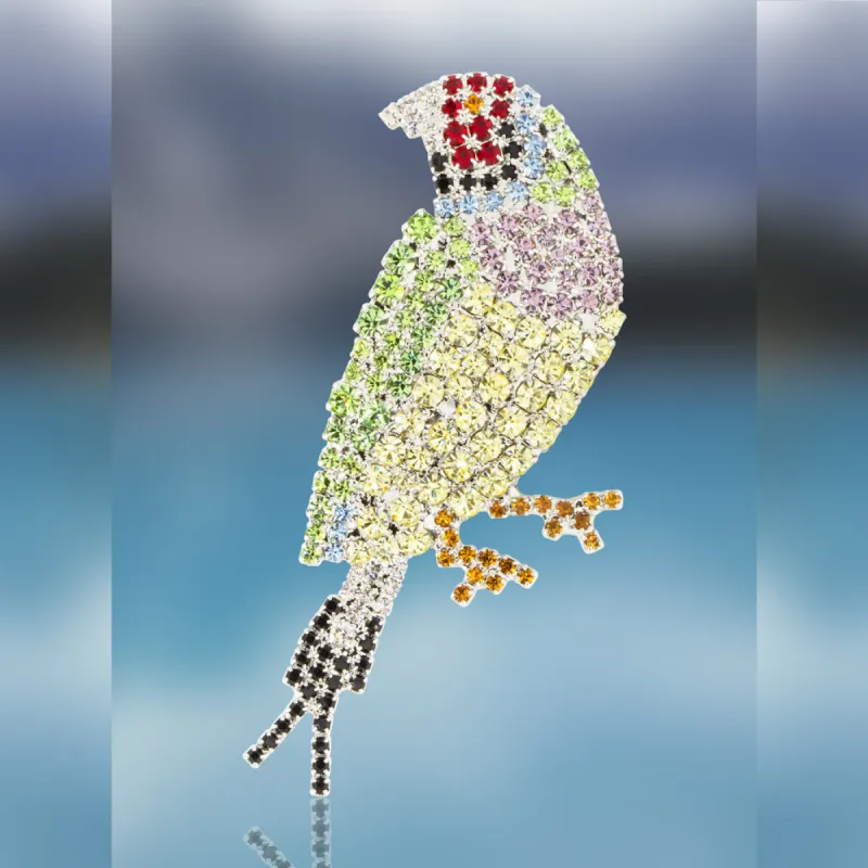 Gouldian Finch Pin with Swarovski Crystal Stones by Albert Weiss made by Albert Weiss