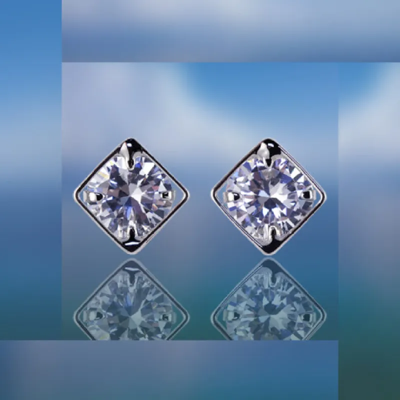 #16417 - Weiss CZ Earrings Rhodium Plated - Channel Style sold by Albert Weiss
