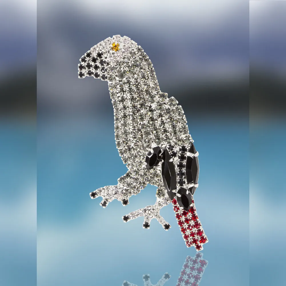 African Gray Parrot Pin with Swarovski Crystal Stones by Albert Weiss sold by Albert Weiss