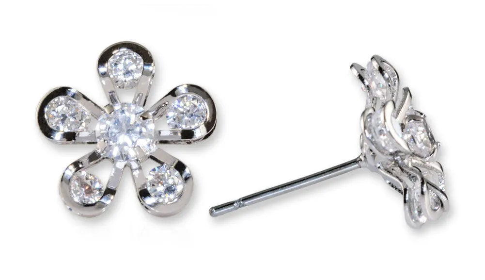 #16418 - Weiss CZ Earrings Rhodium Plated - Daisy Flower sold by Albert Weiss product image thumbnail 3