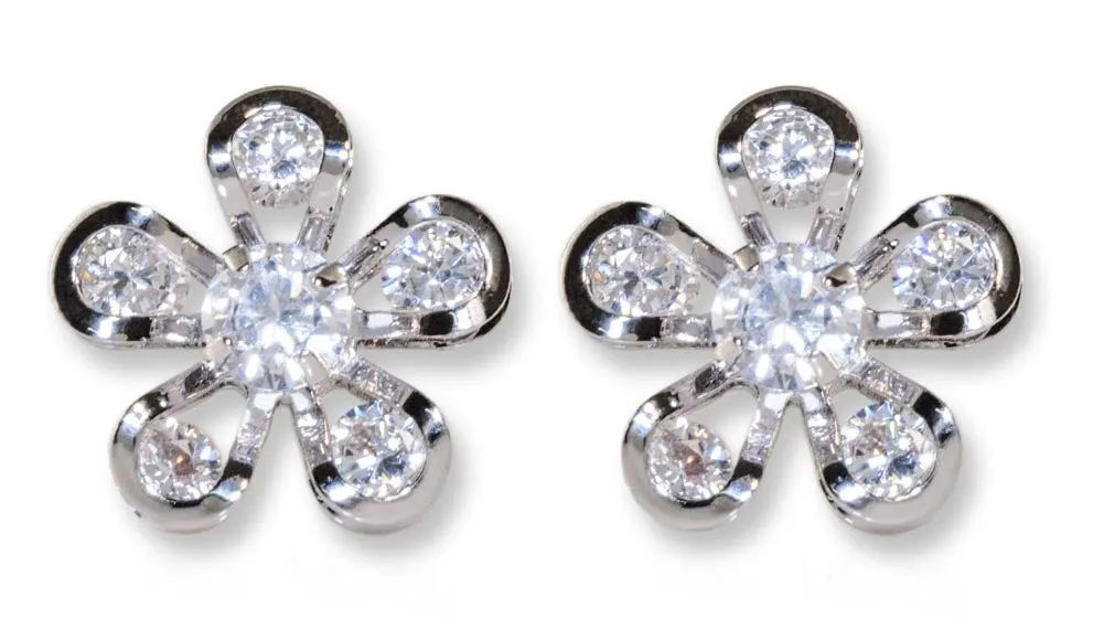 #16418 - Weiss CZ Earrings Rhodium Plated - Daisy Flower sold by Albert Weiss product image thumbnail 2