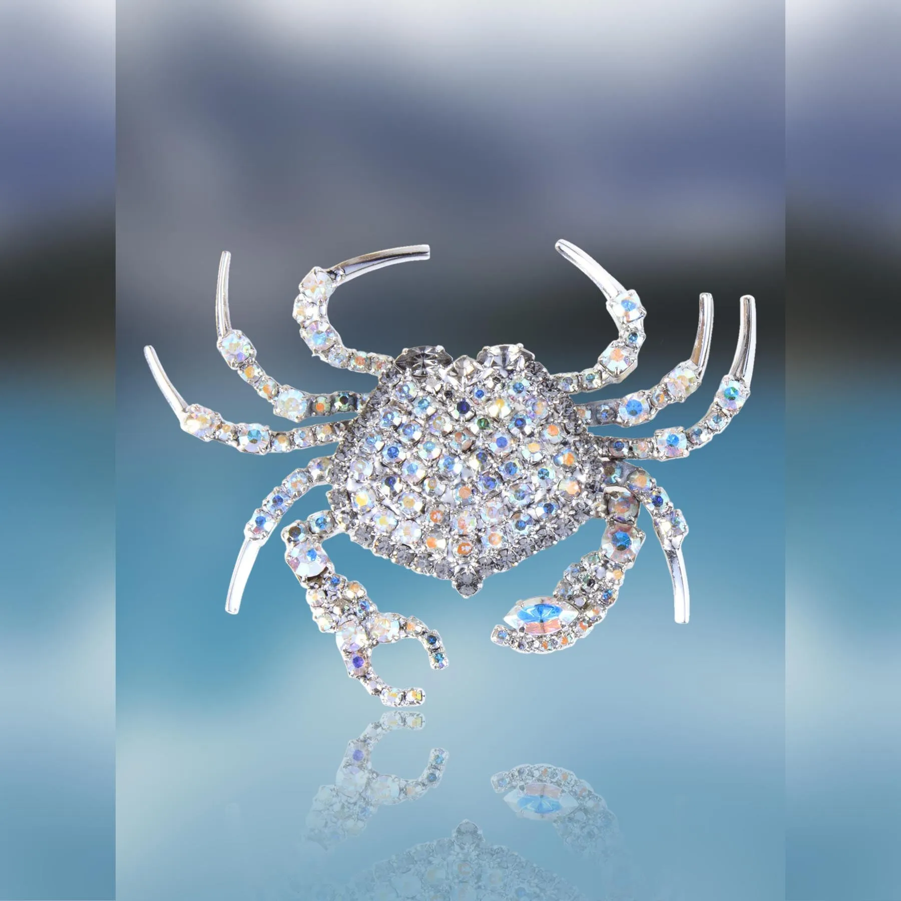 Crab Pin with Movable Claws with Swarovski Aurora Borealis Crystal by Albert Weiss sold by Albert Weiss