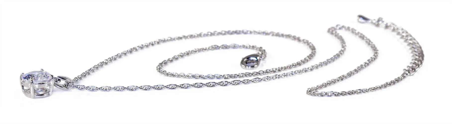 Albert Weiss Weiss CZ Solitaire Adjustable Necklace Rhodium Plated - 6MM Stone sold by Albert Weiss product image thumbnail 3