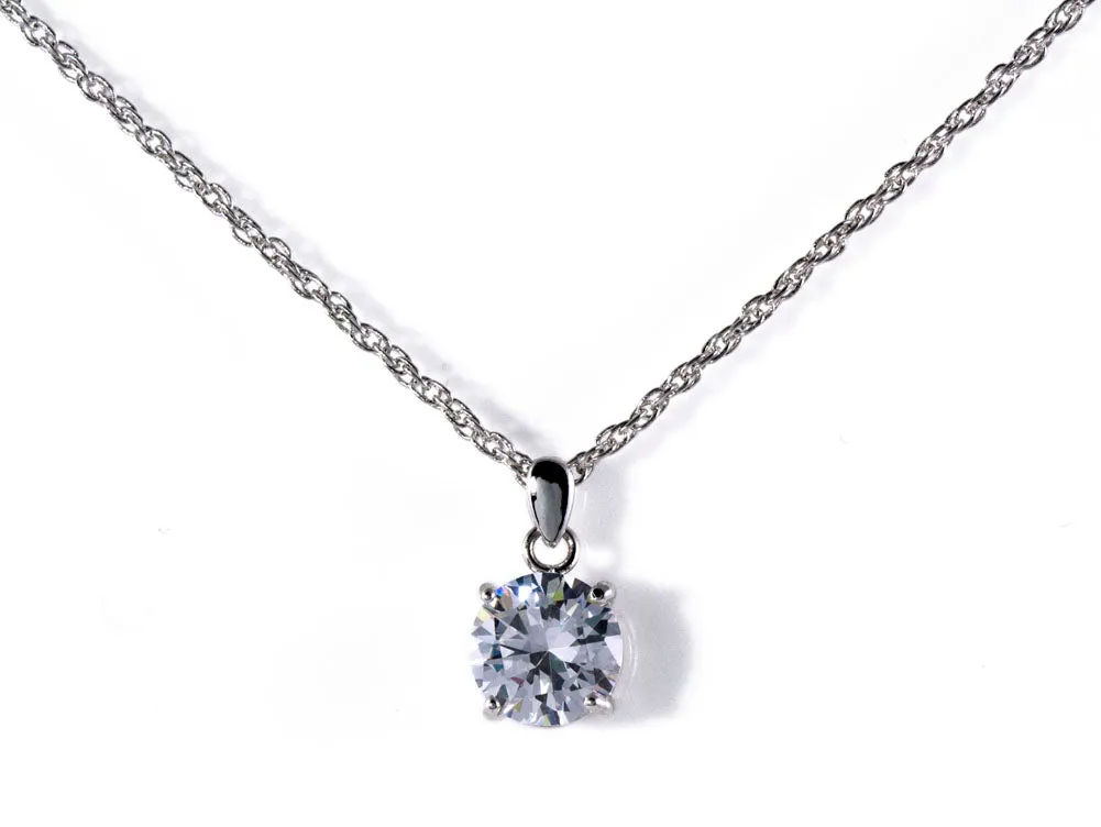 Albert Weiss Weiss CZ Solitaire Adjustable Necklace Rhodium Plated - 6MM Stone sold by Albert Weiss product image thumbnail 2