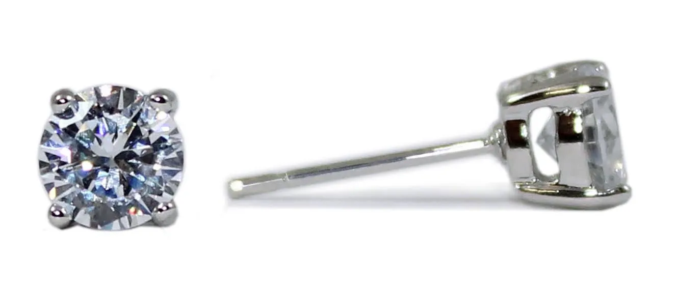 Weiss CZ Earrings Rhodium Plated - Simulated Diamond Basket Prong sold by Albert Weiss product image thumbnail 3