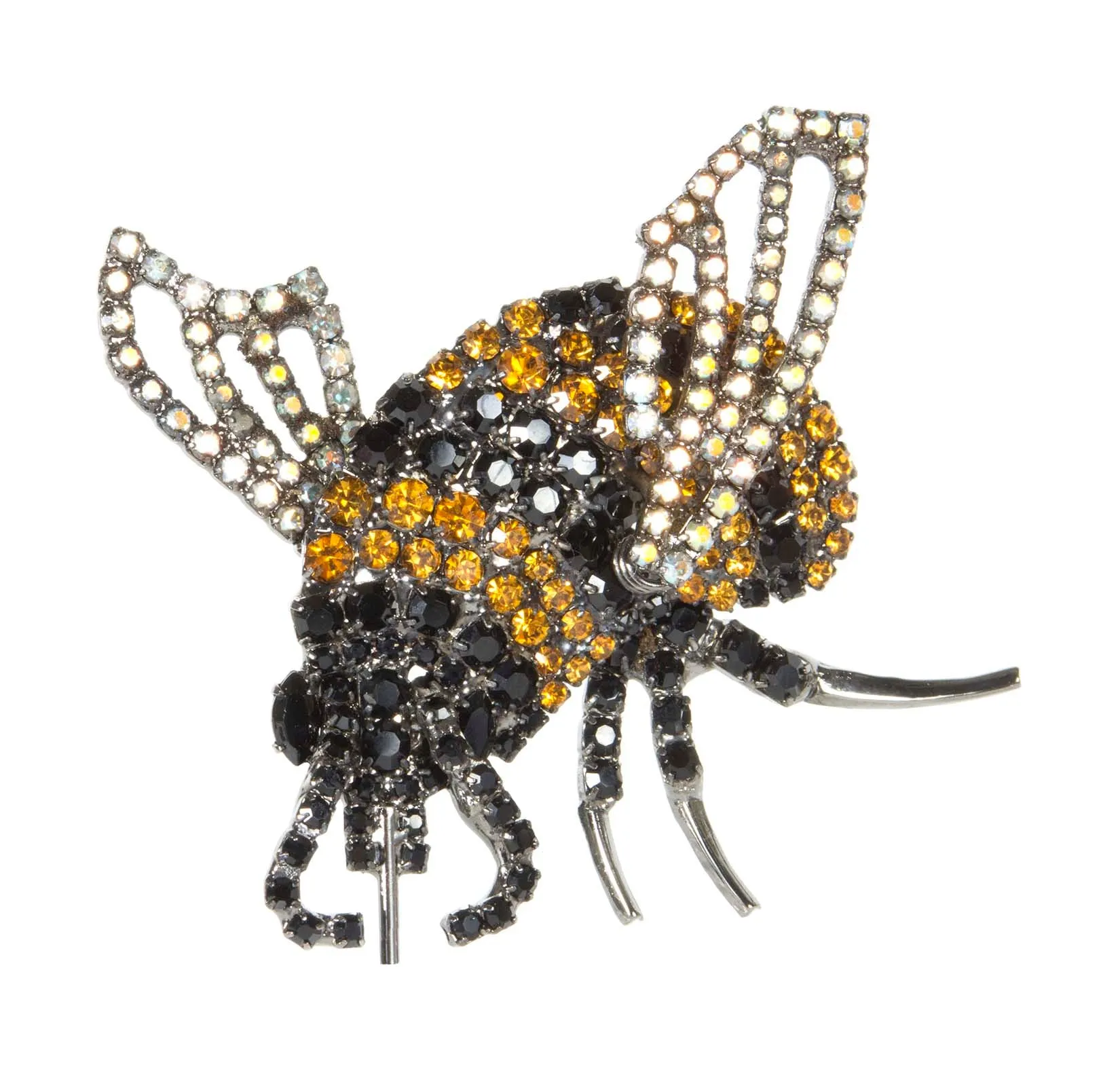 Bumble Bee Pin Using Jet and Topaz Swarovski Stones with Movable Wings by Albert Weiss sold by Albert Weiss product image thumbnail 3