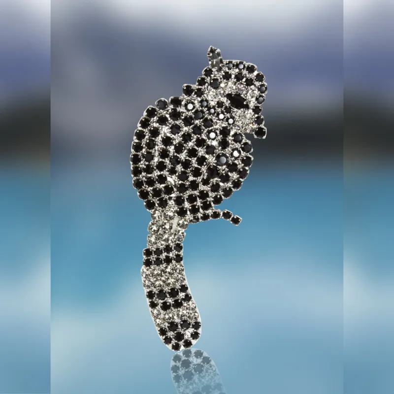 Raccoon Pin with Moving Tail in Swarovski Black Diamond and Jet Stones by Albert Weiss sold by Albert Weiss