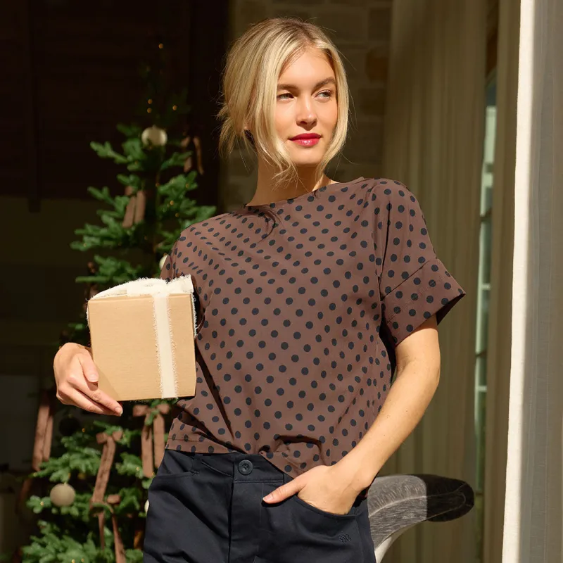Boss Tee, Black/Brown Polka Dot sold by Albion