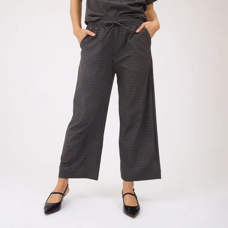 Audrey Mid Rise Wide Leg Pants, Olive Gingham sold by Albion